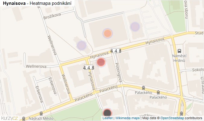 Mapa Hynaisova - Firmy v ulici.