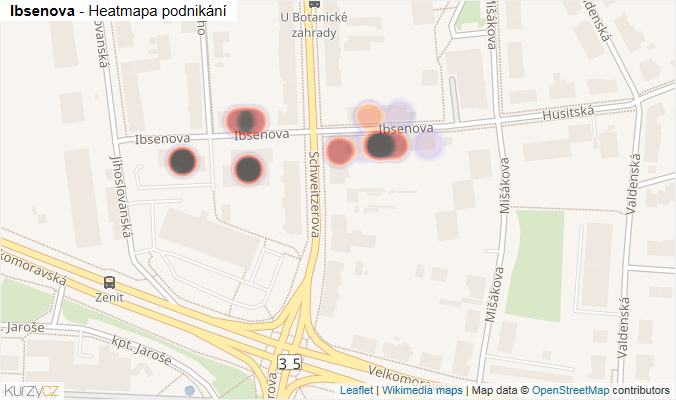 Mapa Ibsenova - Firmy v ulici.