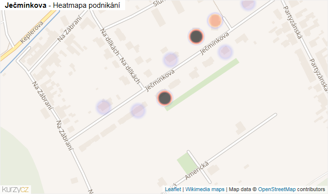 Mapa Ječmínkova - Firmy v ulici.