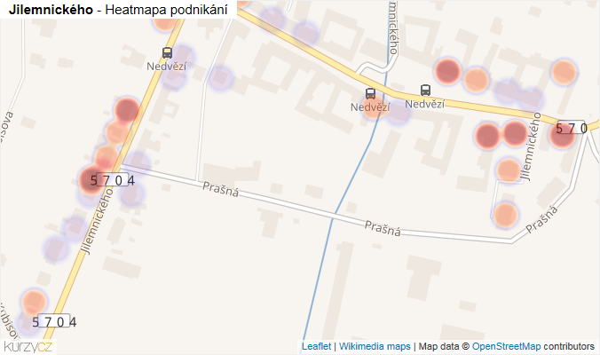 Mapa Jilemnického - Firmy v ulici.