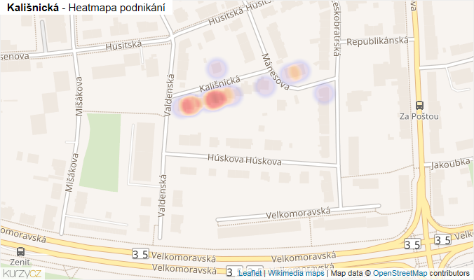 Mapa Kališnická - Firmy v ulici.