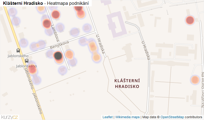Mapa Klášterní Hradisko - Firmy v části obce.
