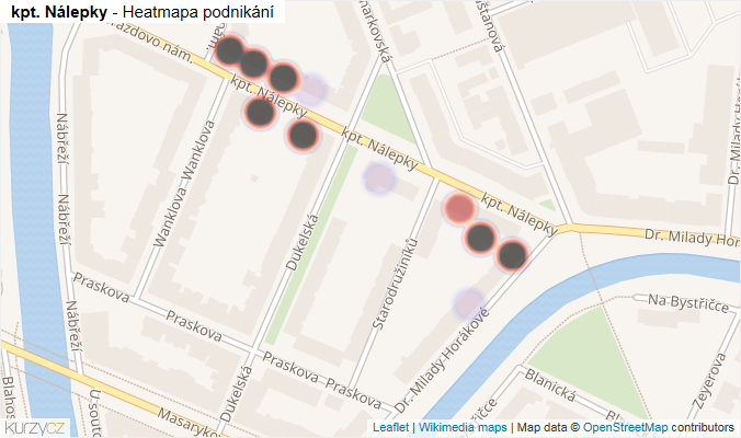 Mapa kpt. Nálepky - Firmy v ulici.
