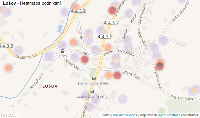 Mapa Lošov - Firmy v části obce.