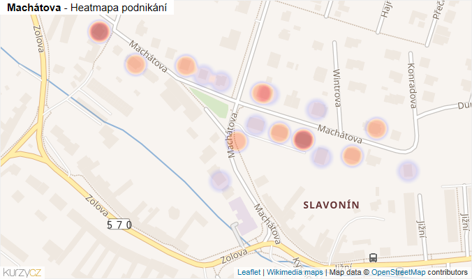 Mapa Machátova - Firmy v ulici.