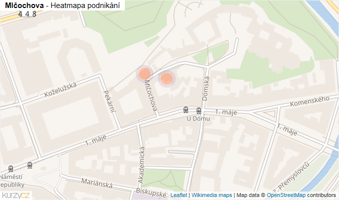 Mapa Mlčochova - Firmy v ulici.