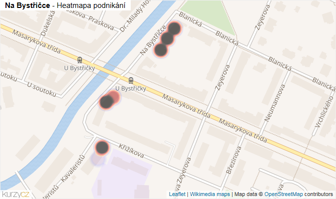 Mapa Na Bystřičce - Firmy v ulici.