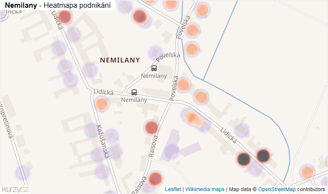 Mapa Nemilany - Firmy v části obce.