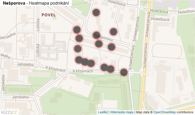 Mapa Nešporova - Firmy v ulici.