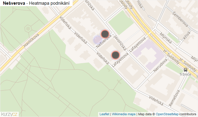 Mapa Nešverova - Firmy v ulici.