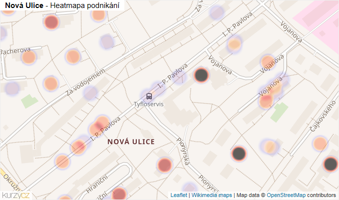 Mapa Nová Ulice - Firmy v části obce.