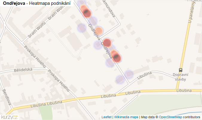 Mapa Ondřejova - Firmy v ulici.