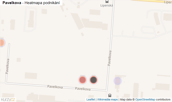 Mapa Pavelkova - Firmy v ulici.
