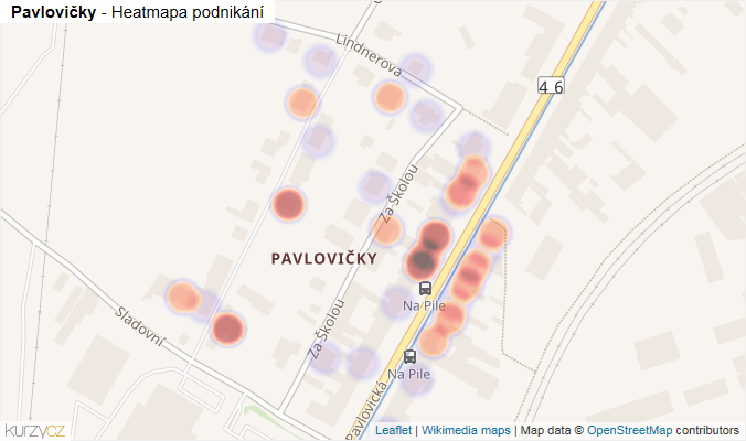 Mapa Pavlovičky - Firmy v části obce.