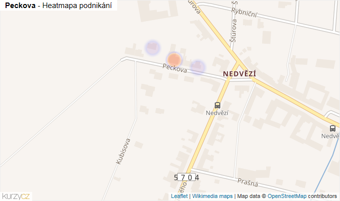 Mapa Peckova - Firmy v ulici.