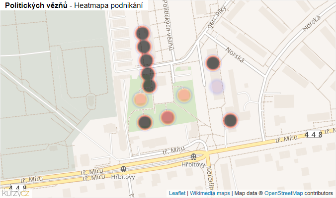 Mapa Politických vězňů - Firmy v ulici.
