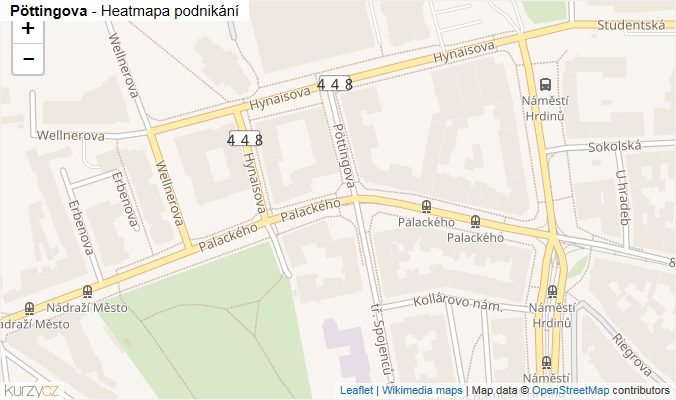Mapa Pöttingova - Firmy v ulici.