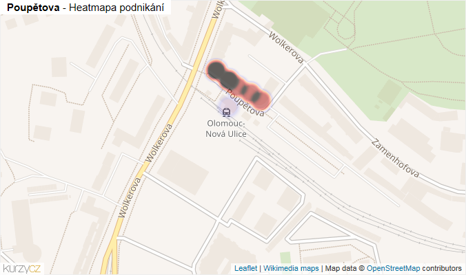 Mapa Poupětova - Firmy v ulici.