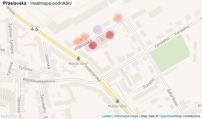 Mapa Přáslavská - Firmy v ulici.