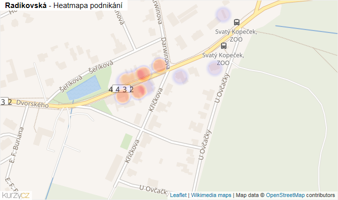 Mapa Radíkovská - Firmy v ulici.