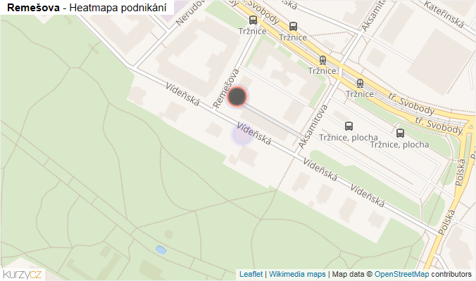 Mapa Remešova - Firmy v ulici.