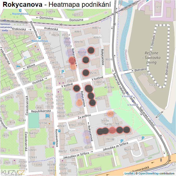 Mapa Rokycanova - Firmy v ulici.