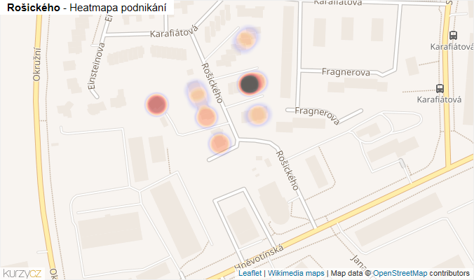 Mapa Rošického - Firmy v ulici.