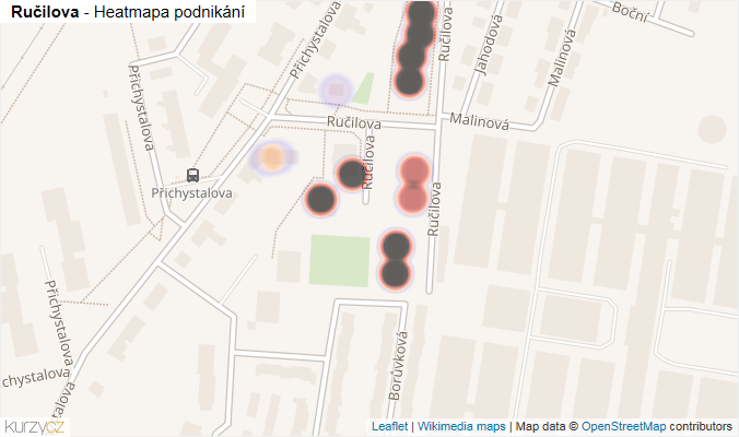 Mapa Ručilova - Firmy v ulici.