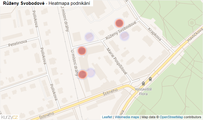 Mapa Růženy Svobodové - Firmy v ulici.