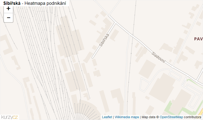 Mapa Sibiřská - Firmy v ulici.