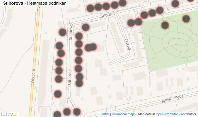 Mapa Stiborova - Firmy v ulici.