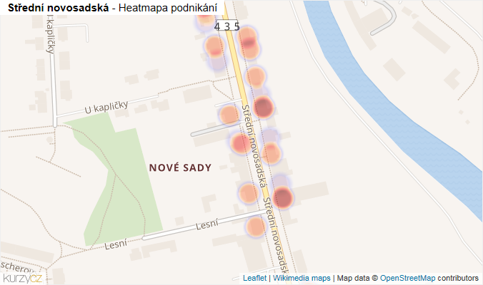 Mapa Střední novosadská - Firmy v ulici.