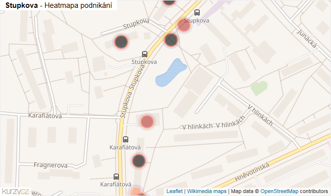 Mapa Stupkova - Firmy v ulici.