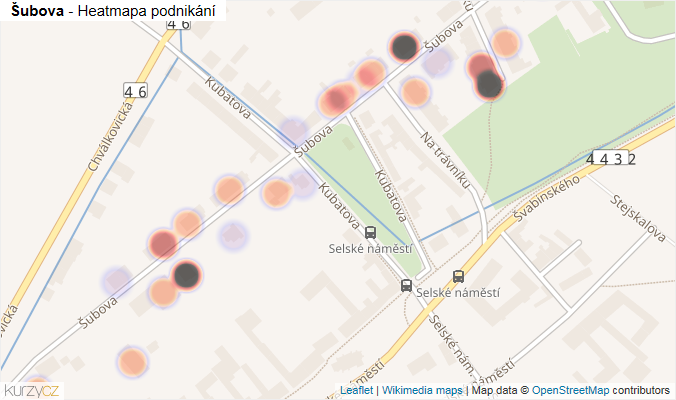 Mapa Šubova - Firmy v ulici.