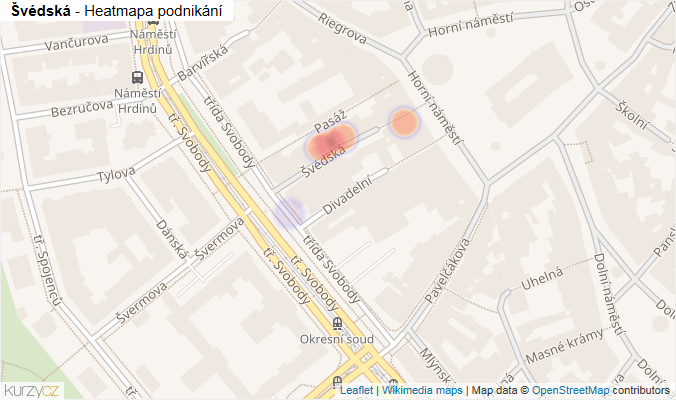 Mapa Švédská - Firmy v ulici.