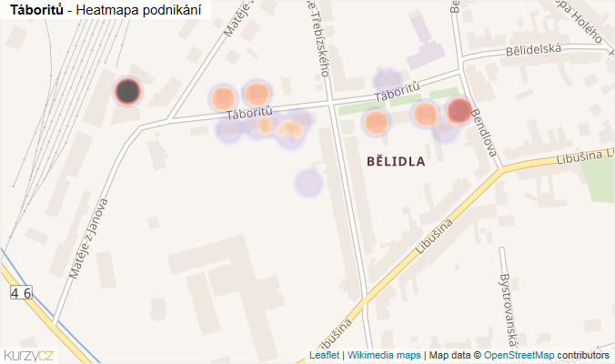 Mapa Táboritů - Firmy v ulici.