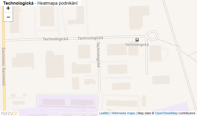 Mapa Technologická - Firmy v ulici.