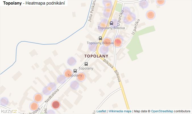 Mapa Topolany - Firmy v části obce.