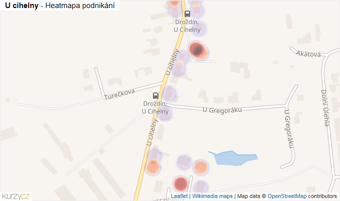 Mapa U cihelny - Firmy v ulici.