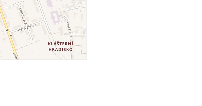 U Hradiska v obci Olomouc - mapa ulice