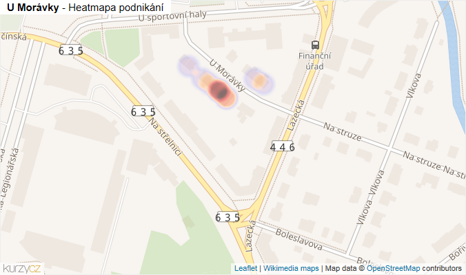 Mapa U Morávky - Firmy v ulici.