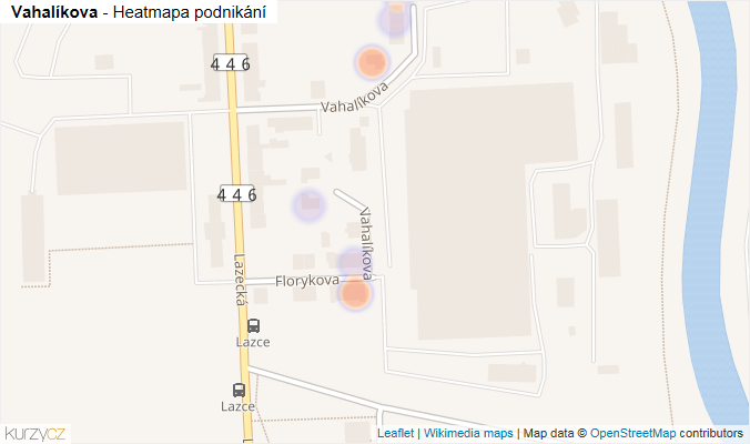 Mapa Vahalíkova - Firmy v ulici.