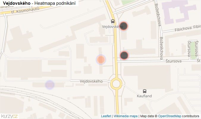 Mapa Vejdovského - Firmy v ulici.