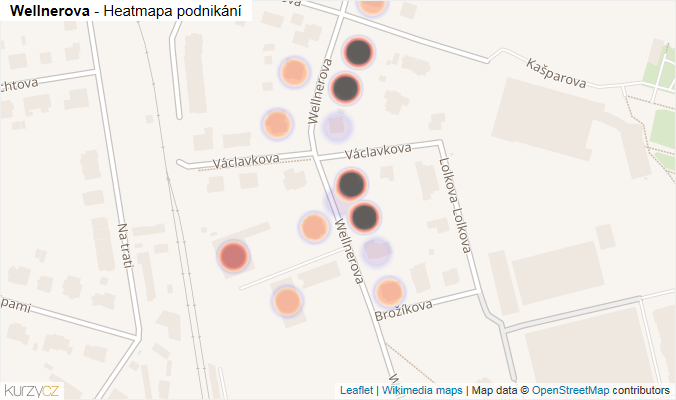 Mapa Wellnerova - Firmy v ulici.
