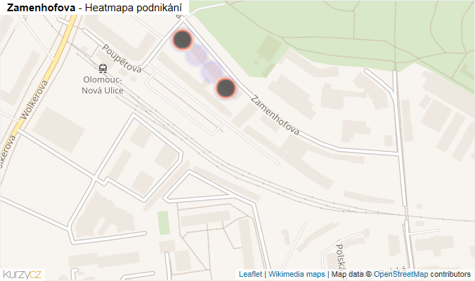 Mapa Zamenhofova - Firmy v ulici.