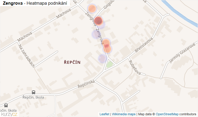 Mapa Zengrova - Firmy v ulici.