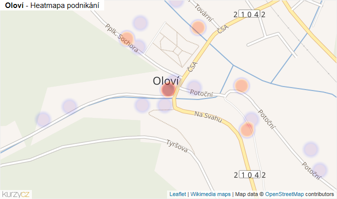 Mapa Oloví - Firmy v části obce.