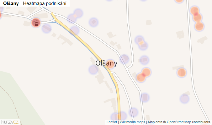Mapa Olšany - Firmy v části obce.