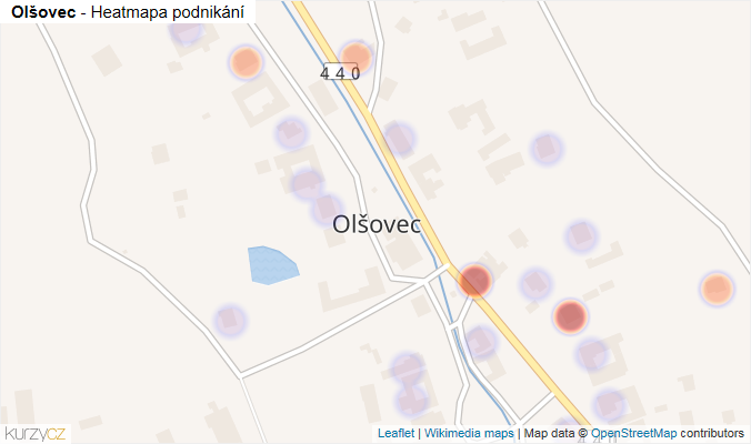 Mapa Olšovec - Firmy v části obce.