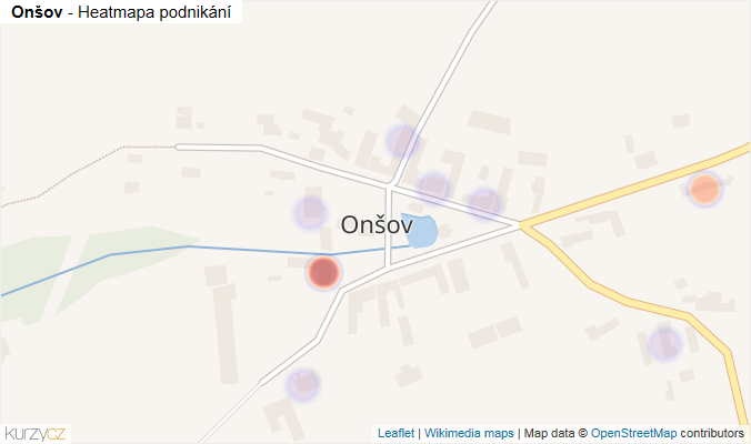 Mapa Onšov - Firmy v části obce.